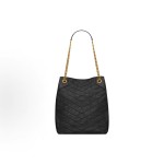 SAINT LAURENT Nikica Sandre vintage herringbone quilted open-line snap-on closed single-shoulder bag, small size for women, black